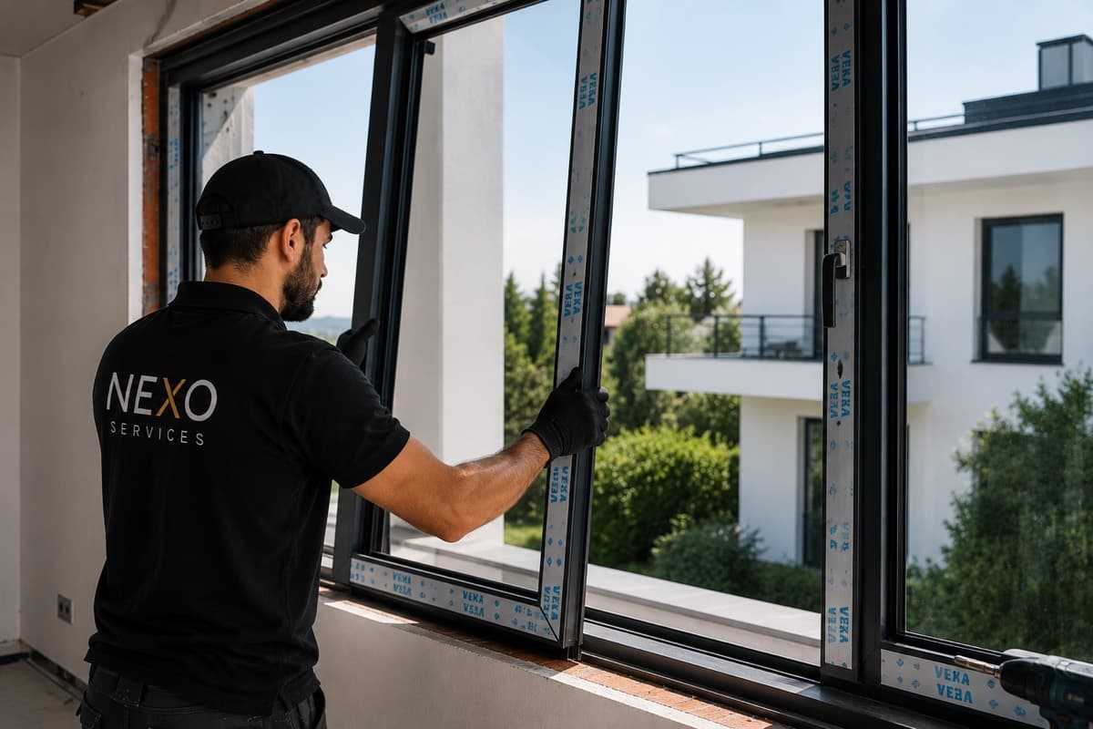 Técnico Nexo Services a intervir em caixilharia de janela